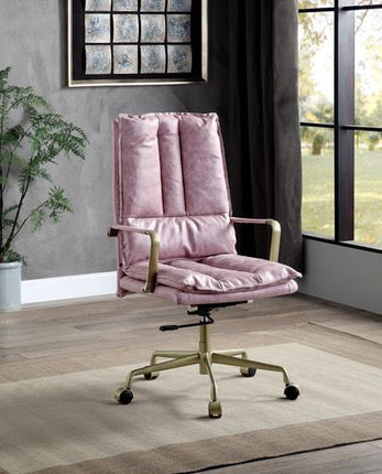 Tinzud - Office Chair - Pink Top Grain Leather - Tony's Home Furnishings