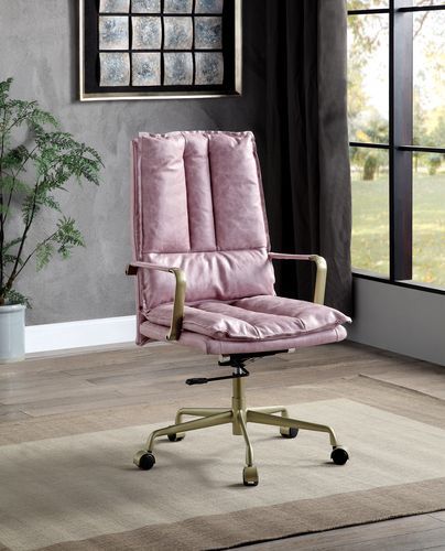 Tinzud - Office Chair - Pink Top Grain Leather - Tony's Home Furnishings