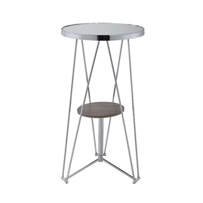 Jarvis - Bar Table - Mirror, Gray Oak & Chrome - Tony's Home Furnishings