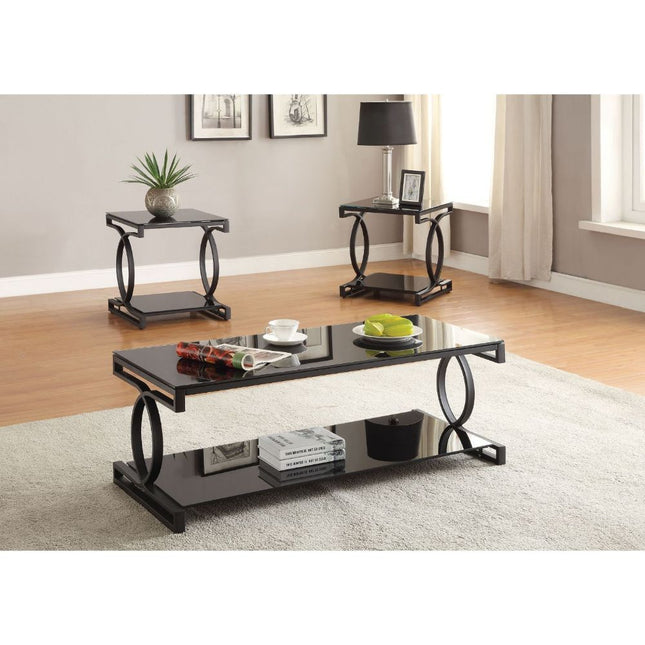 Milo - Coffee Table - Sandy Black & Black Glass - Tony's Home Furnishings