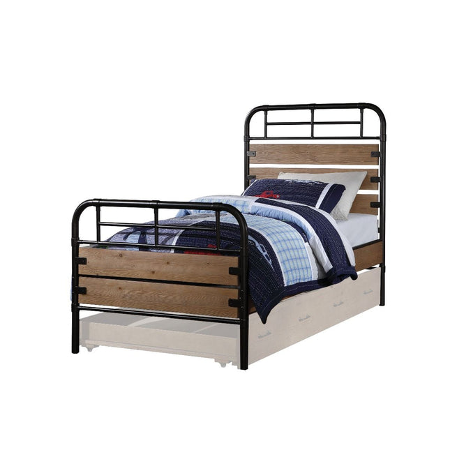 Adams - Twin Bed - Antique Oak & Gunmetal - Tony's Home Furnishings