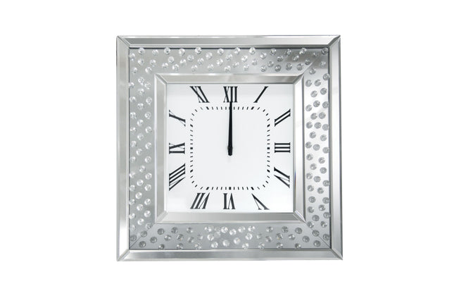 Nysa - Wall Clock - Mirrored & Faux Crystals - Tony's Home Furnishings