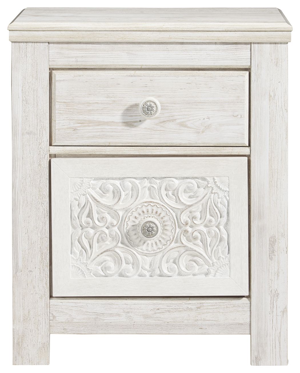 Paxberry - Whitewash - Two Drawer Night Stand - Tony's Home Furnishings