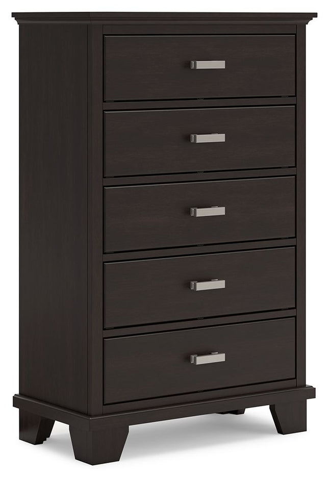 Covetown - Dark Brown - Five Drawer Chest - Tony's Home Furnishings