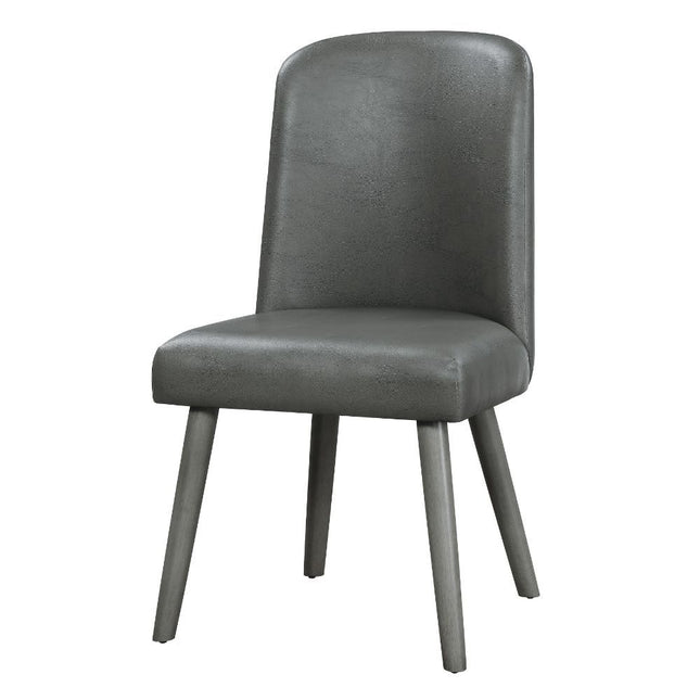 Waylon - Side Chair (Set of 2) - Gray PU & Gray Oak - Tony's Home Furnishings