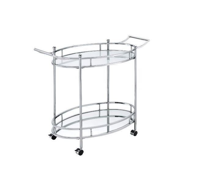 Jinx - Serving Cart - Clear Glass & Chrome Finish - Tony's Home Furnishings