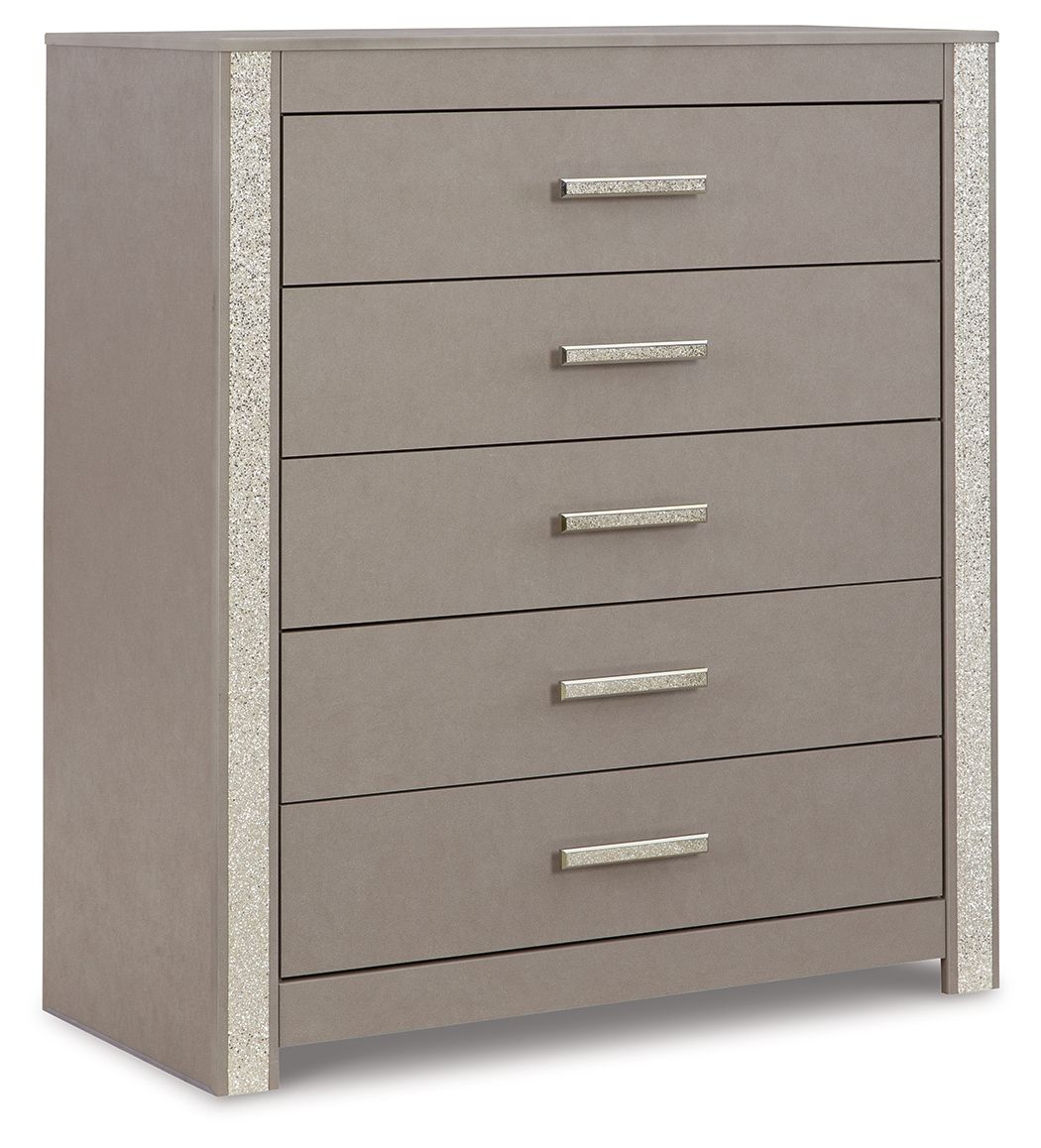 Surancha - Gray - Five Drawer Wide Chest Tony's Home Furnishings Furniture. Beds. Dressers. Sofas.