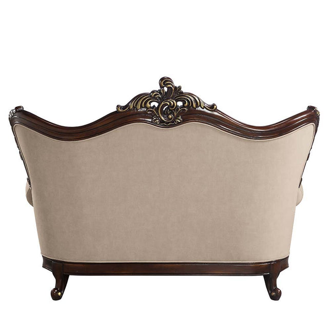 Ragnar - Loveseat - Light Brown Linen & Cherry Finish - Tony's Home Furnishings