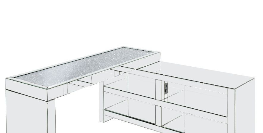 Noralie - Desk - Clear Glass, Mirrored & Faux Diamonds - 32" - Tony's Home Furnishings