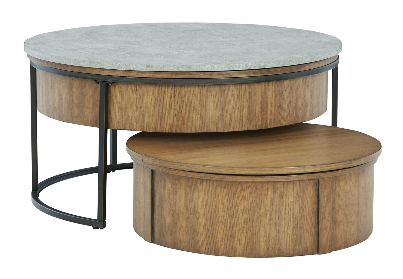 Fridley - Gray / Brown / Black - Nesting Cocktail Tables (Set of 2) Tony's Home Furnishings Furniture. Beds. Dressers. Sofas.