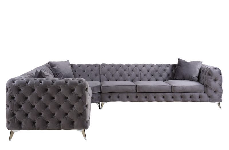 Wugtyx - Sectional Sofa - Dark Grayvelvet - 29" - Tony's Home Furnishings