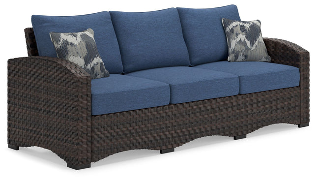 Windglow - Blue / Brown - Sofa With Cushion - Tony's Home Furnishings