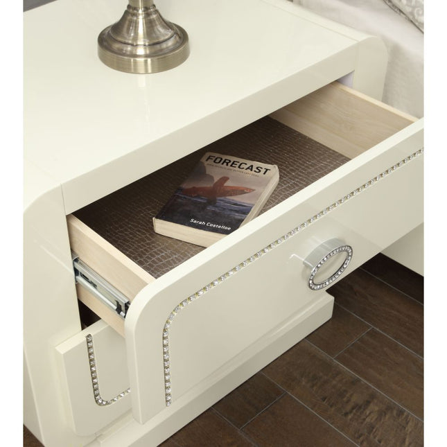 Bellagio - Nightstand - Ivory High Gloss - Tony's Home Furnishings