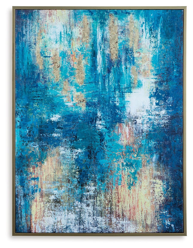 Scarlite - Teal / Gold Finish - Wall Art - Tony's Home Furnishings