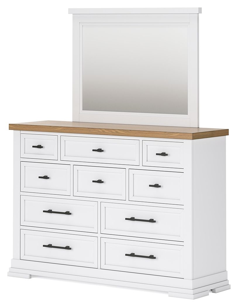 Ashbryn - White / Natural - Dresser And Mirror - Tony's Home Furnishings