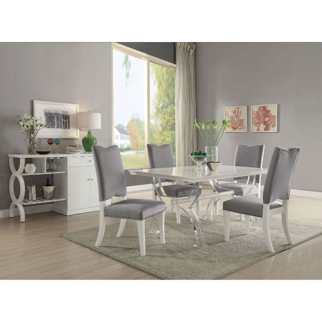 Martinus - Dining Table - White High Gloss & Clear Acrylic - Tony's Home Furnishings