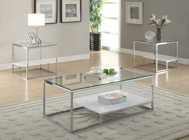 Ruben - End Table - Chrome & Clear Glass - Tony's Home Furnishings