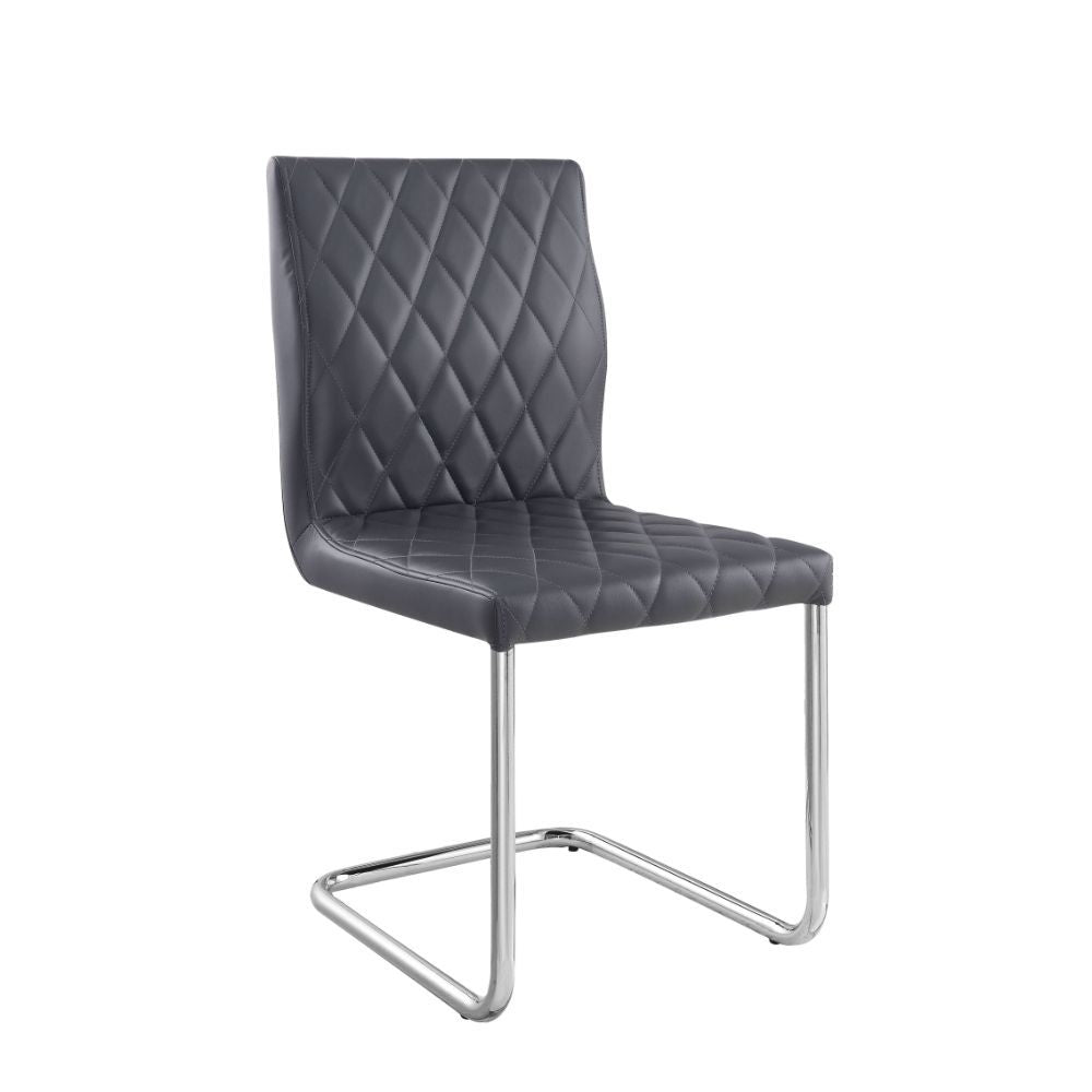 Ansonia - Side Chair (Set of 2) - Gray PU & Chrome - Tony's Home Furnishings