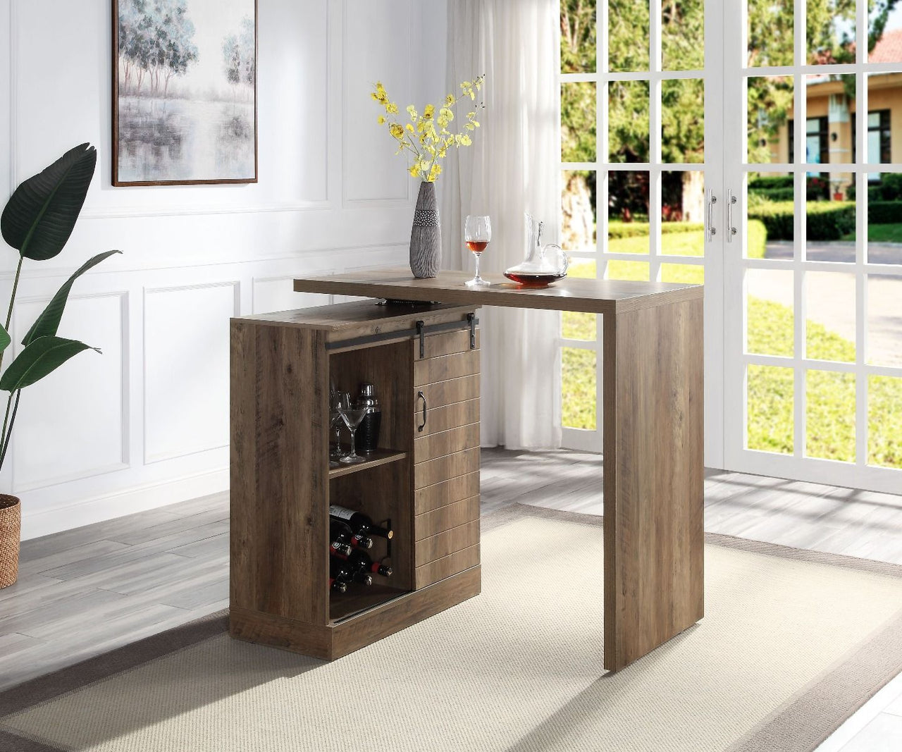 Quillon - Bar Table - Rustic Oak Finish - Tony's Home Furnishings