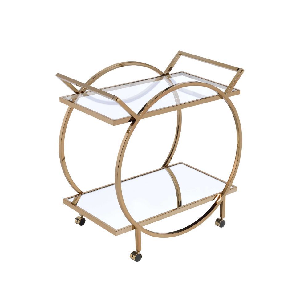 Traverse - Serving Cart - Champagne & Mirrored - Tony's Home Furnishings