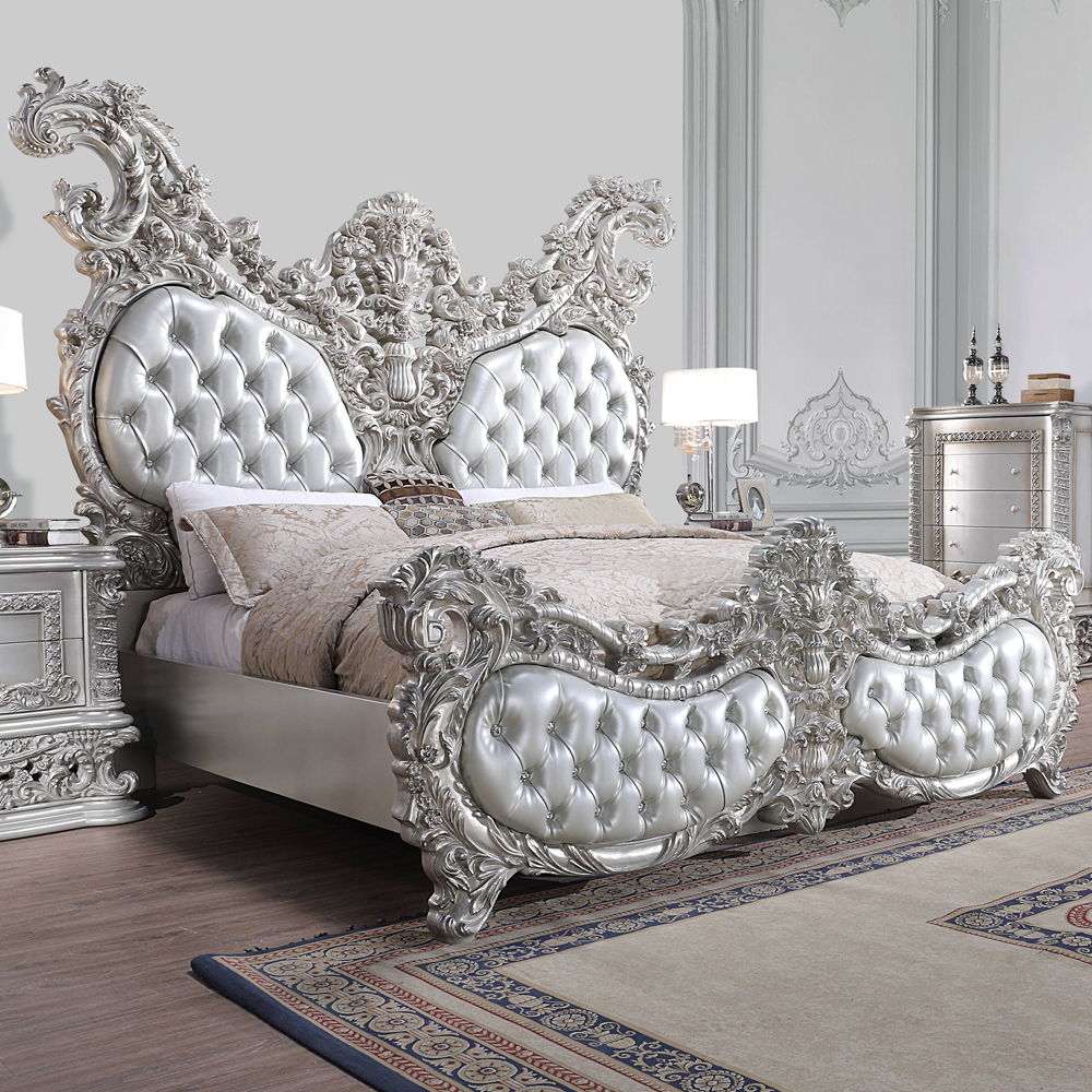Valkyrie - Eastern King Bed - PU, Light Gold & Gray Finish - Tony's Home Furnishings