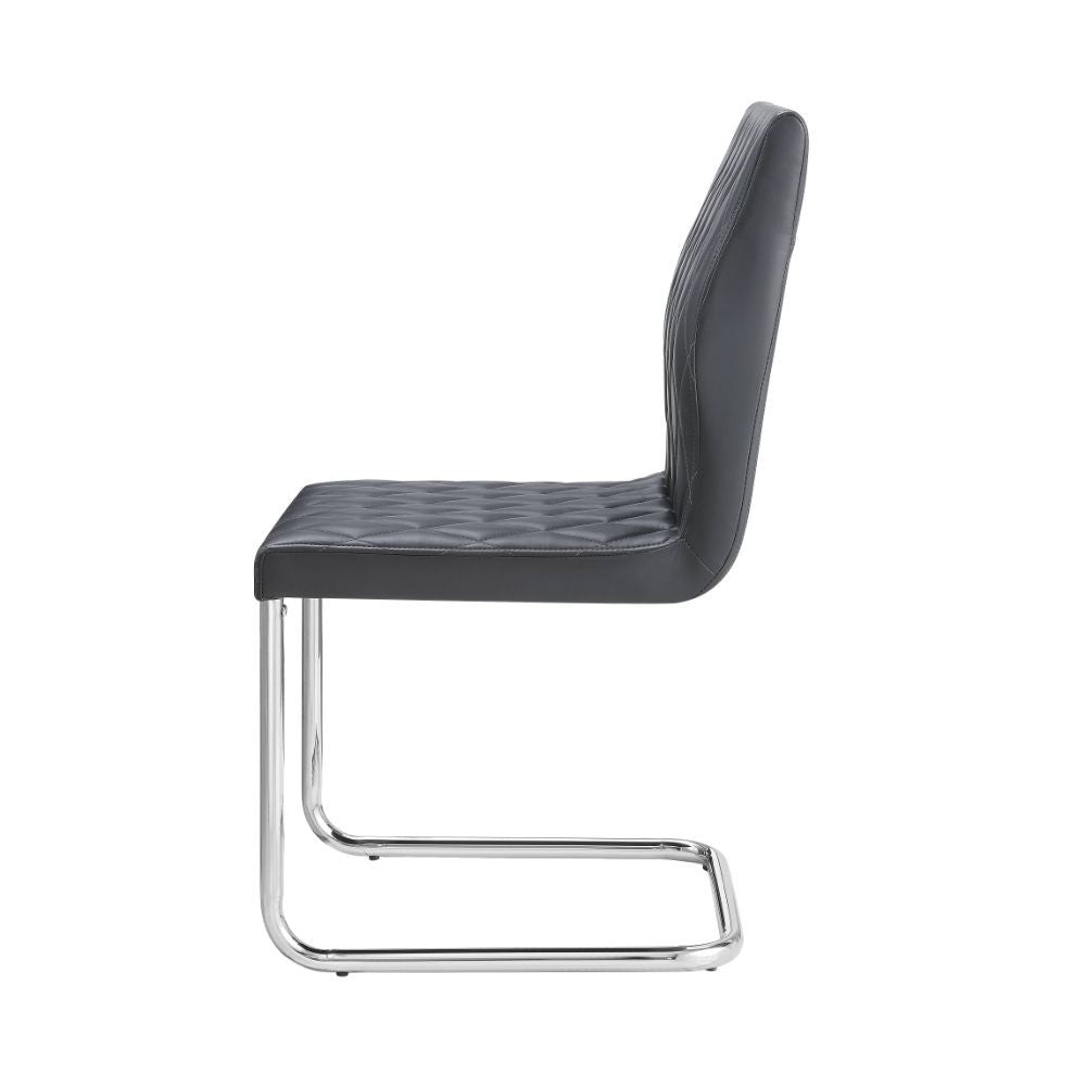 Ansonia - Side Chair (Set of 2) - Gray PU & Chrome - Tony's Home Furnishings