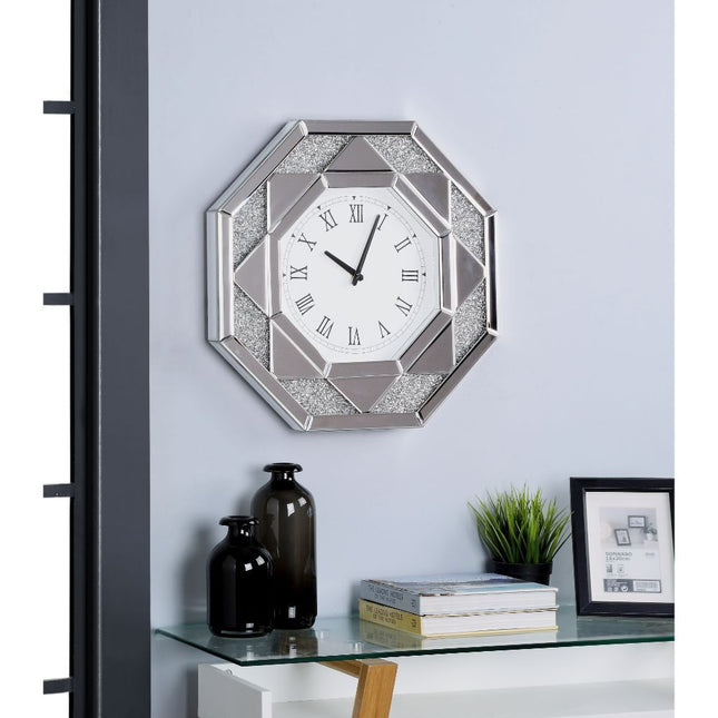 Maita - Wall Clock - Mirrored & Faux Gems - Tony's Home Furnishings