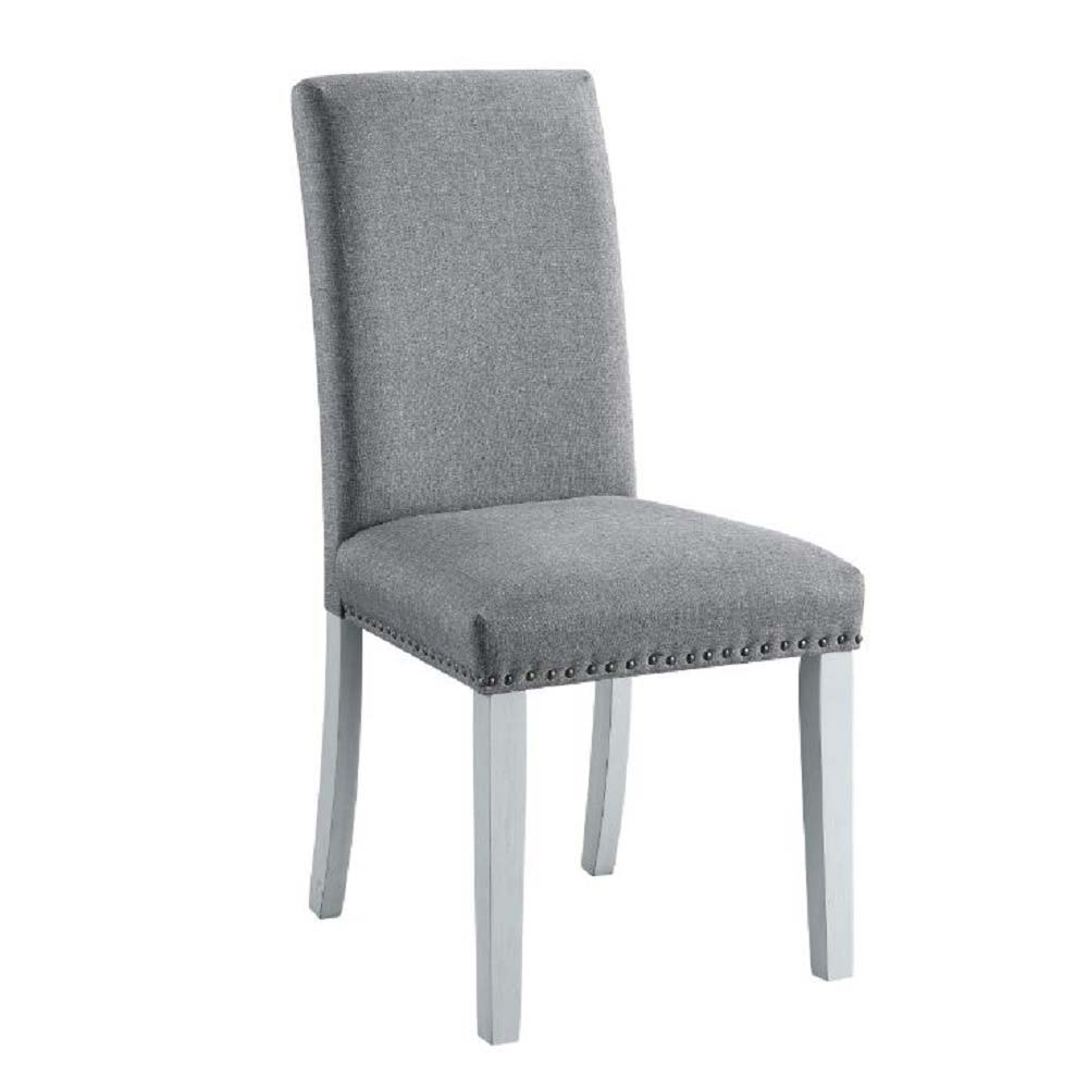 Lanton - Side Chair (Set of 2) - Gray Linen & Antique White Finish - Tony's Home Furnishings