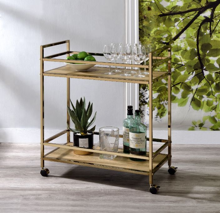 Barb - Serving Cart - Natural & Champagne Finish - Tony's Home Furnishings