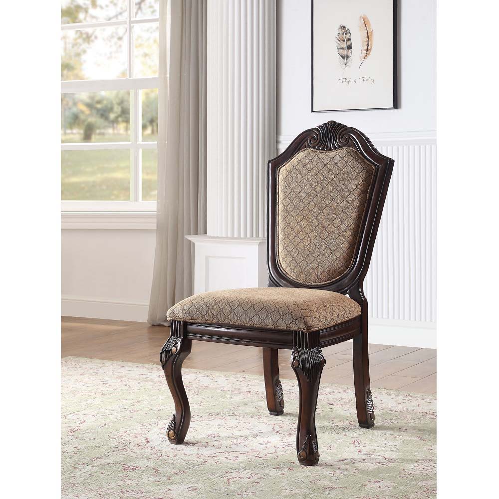 Chateau De Ville - Side Chair (Set of 2) - Fabric & Espresso Finish - Tony's Home Furnishings
