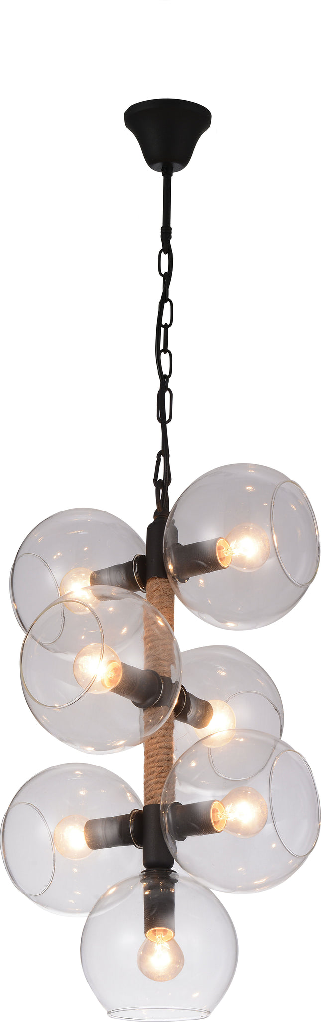 Okee - Ceiling Lamp - Black Satin & Amber Glass - Tony's Home Furnishings