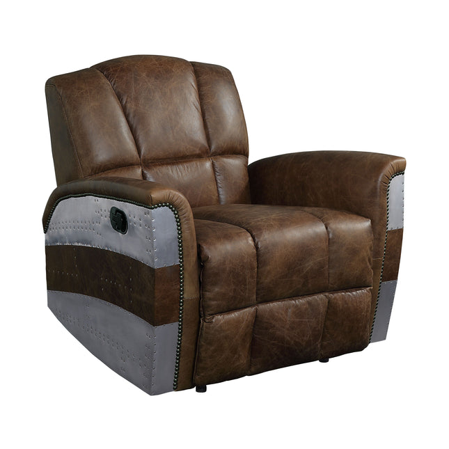 Brancaster - Recliner - Retro Brown Top Grain Leather & Aluminum - Tony's Home Furnishings