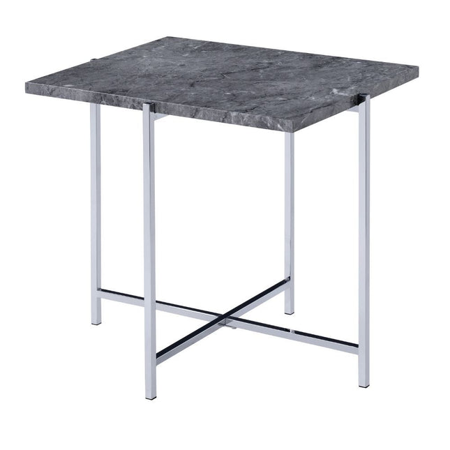 Adelae - End Table - Faux Marble & Chrome - Tony's Home Furnishings