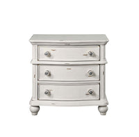 Thumbnail for Jaqueline - Nightstand - Light Gray Linen & Antique White Finish - Tony's Home Furnishings
