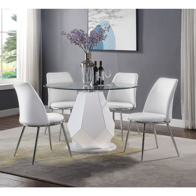 Chara - Dining Table - White High Gloss & Clear Glass Top - Tony's Home Furnishings