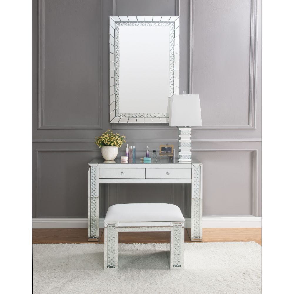 Nysa - Vanity Desk - Mirrored & Faux Crystals - Tony's Home Furnishings
