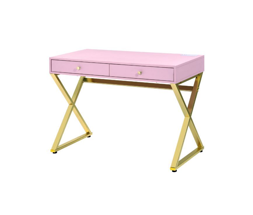 Coleen - Desk - Pink & Gold Finish - Tony's Home Furnishings