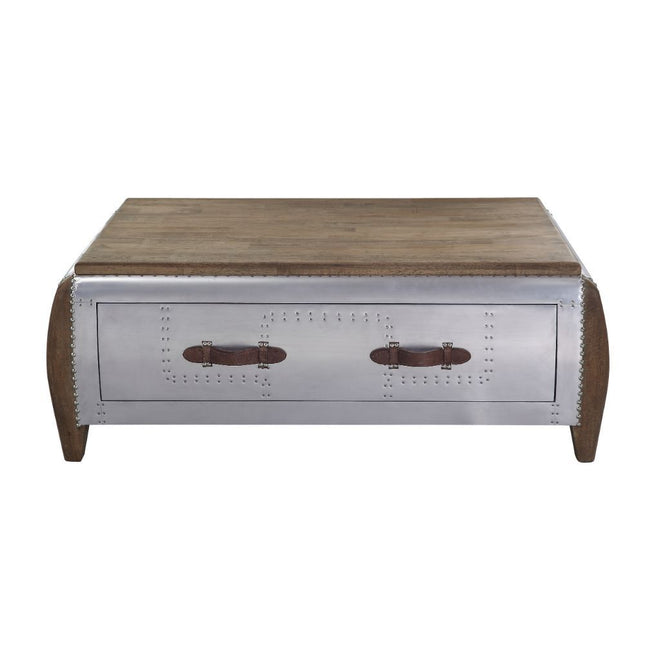 Brancaster - Coffee Table - Antique Oak & Aluminum - Tony's Home Furnishings