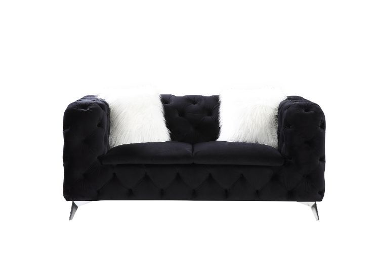 Phifina - Loveseat - Black Velvet - Tony's Home Furnishings