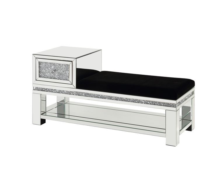 Noralie - Bench - Mirrored & Faux Diamonds - 24" - Tony's Home Furnishings