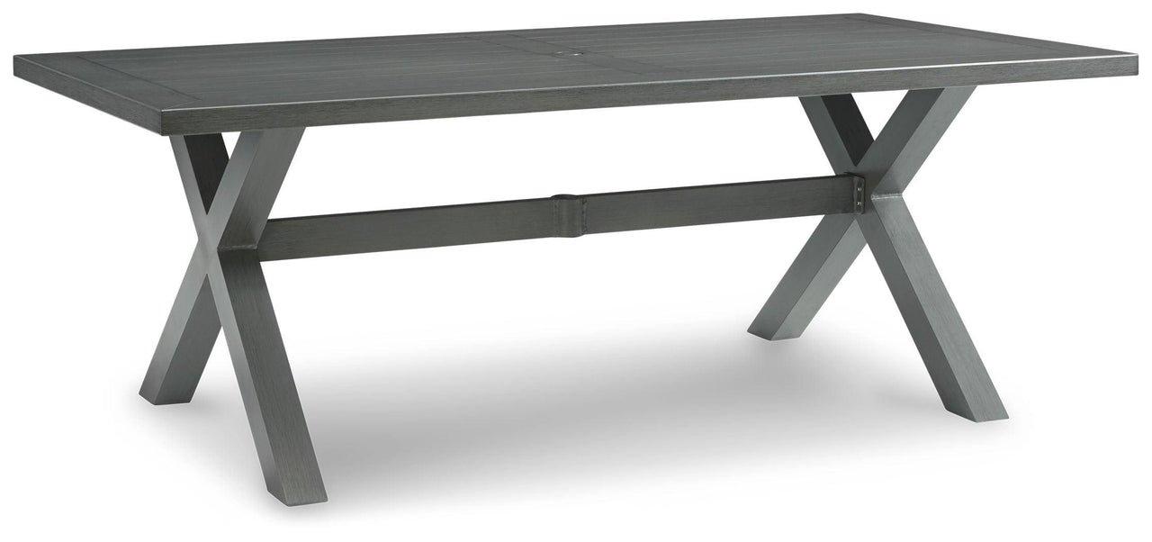 Elite Park - Gray - Rect Dining Table W/Umb Opt Tony's Home Furnishings Furniture. Beds. Dressers. Sofas.