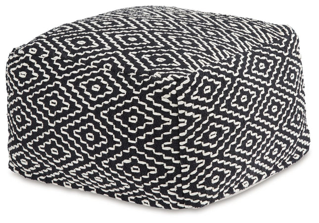 Jasett - Black / Ivory - Pouf - Tony's Home Furnishings