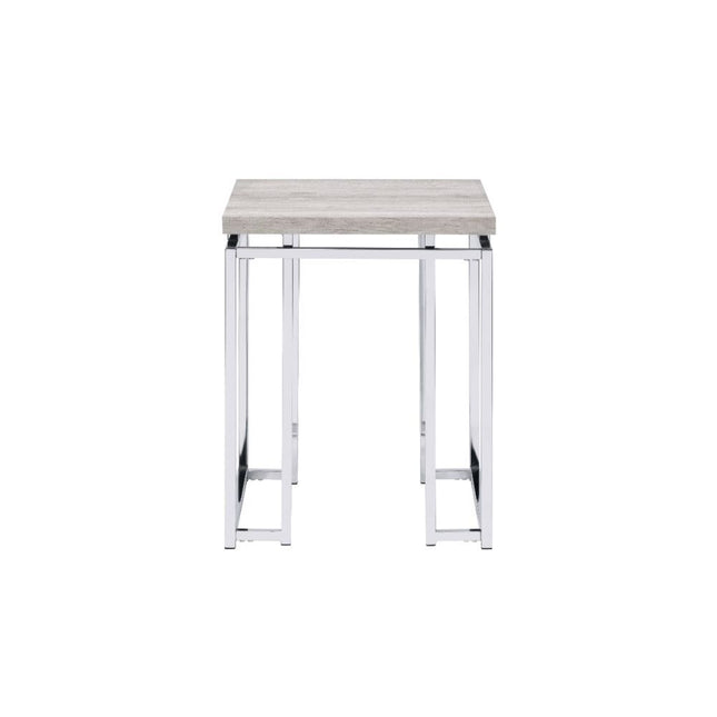 Chafik - End Table - Natural Oak & Chrome - Tony's Home Furnishings