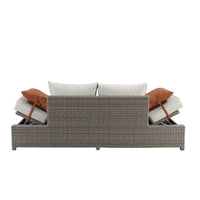 Thumbnail for Salena - Patio Sofa & Ottoman - Beige Fabric & Gray Wicker - 26