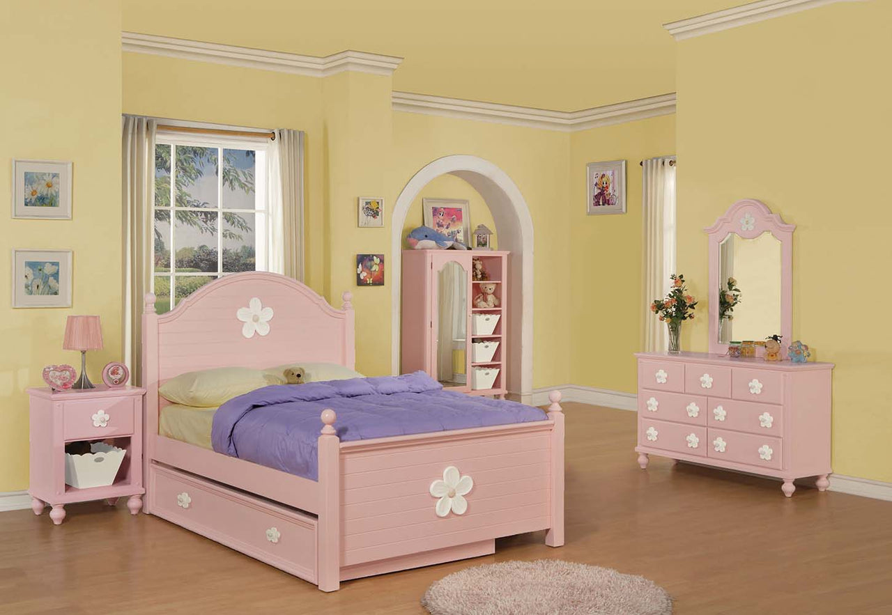 Floresville - Trundle - Pink (White Flower) - Tony's Home Furnishings