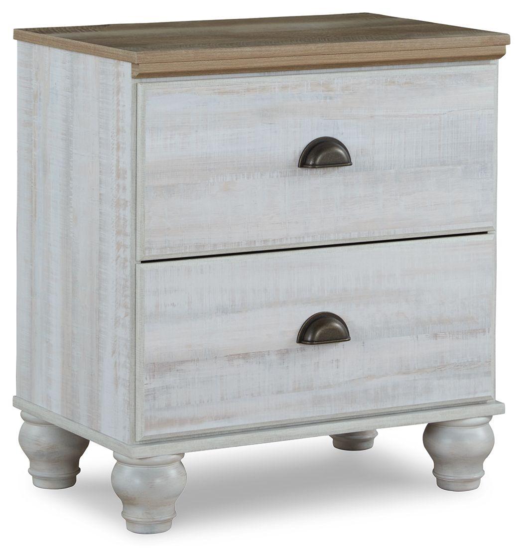 Haven Bay - Brown / Beige - Two Drawer Night Stand Tony's Home Furnishings Furniture. Beds. Dressers. Sofas.