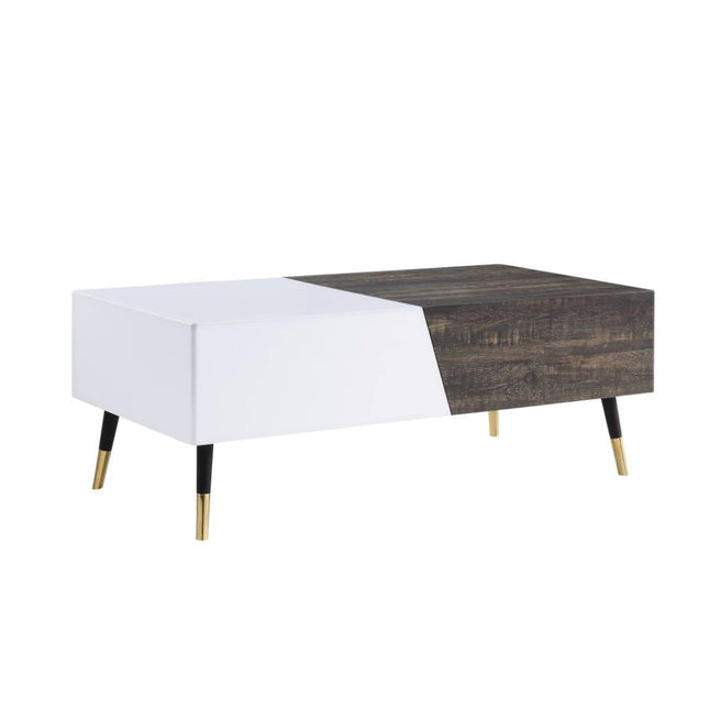 Orion - Coffee Table - White High Gloss & Rustic Oak - Tony's Home Furnishings