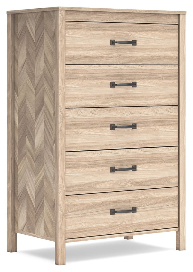 Battelle - Tan - Five Drawer Chest Signature Design by Ashley® 