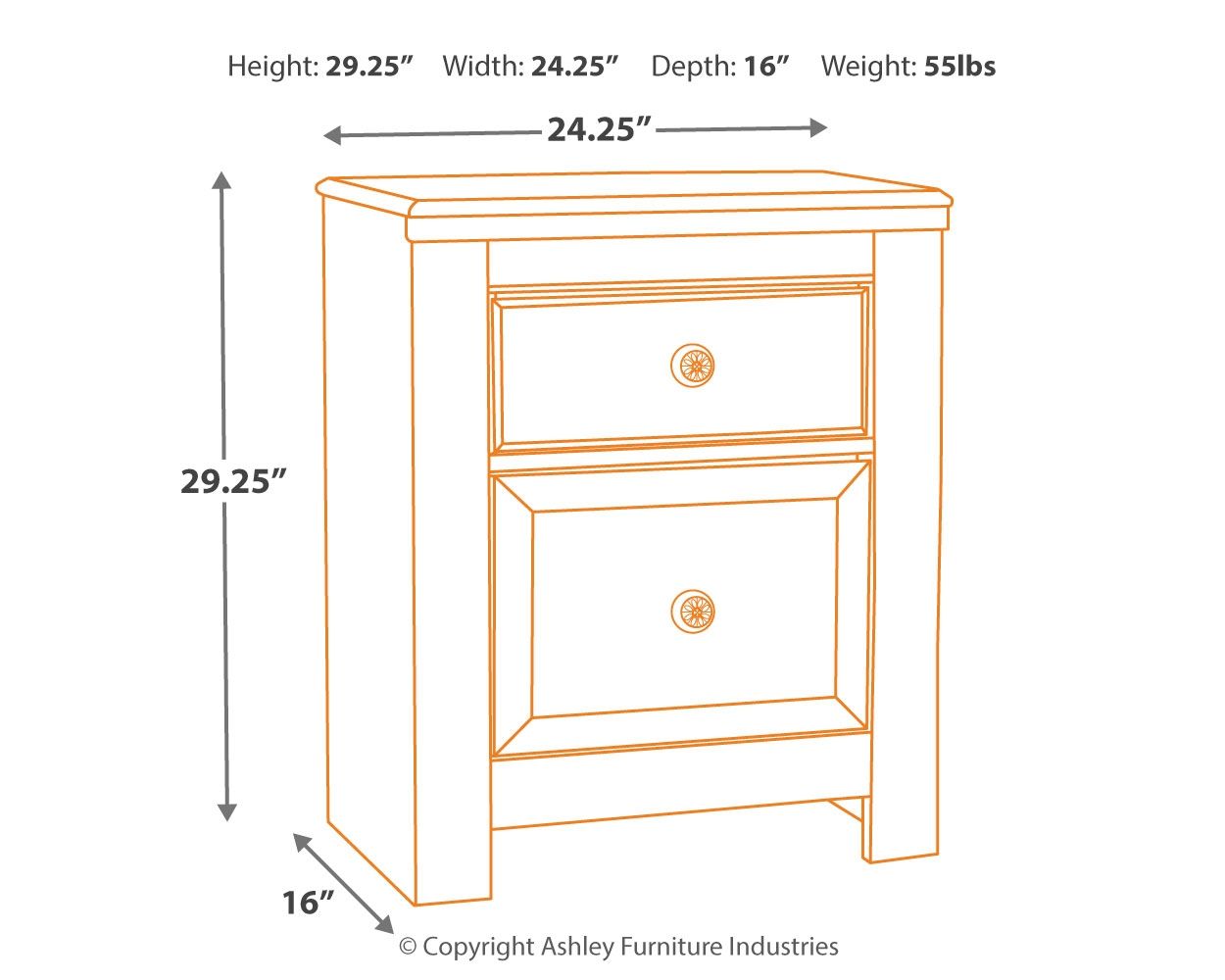 Paxberry - Whitewash - Two Drawer Night Stand - Tony's Home Furnishings