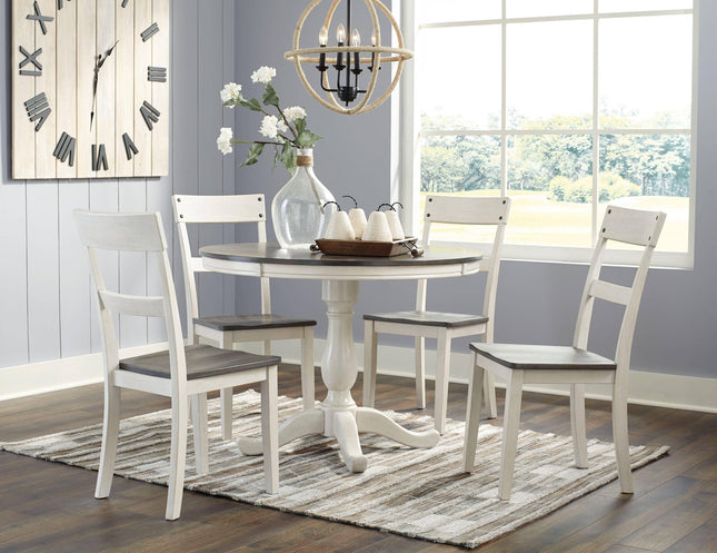 Nelling - White / Brown / Beige - 6 Pc. - Dining Room Table, 4 Side Chairs Signature Design by Ashley® 